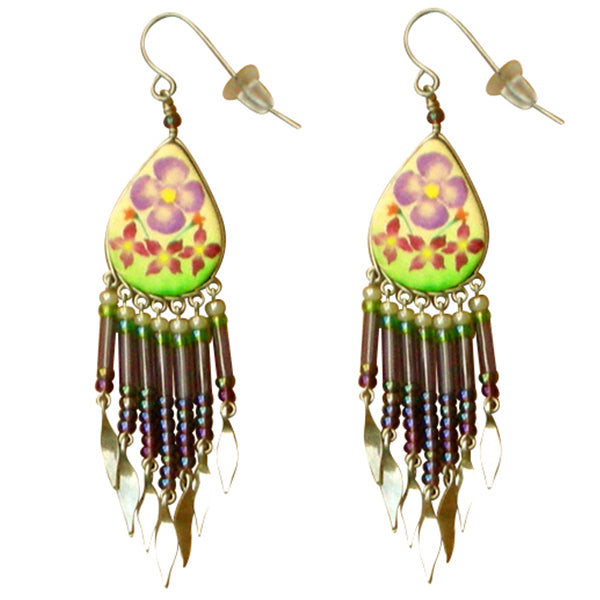 Wanderlust Viola Flowers Pierced Earrings ~Handmade in Peru~ - Belle Fleur Boutique