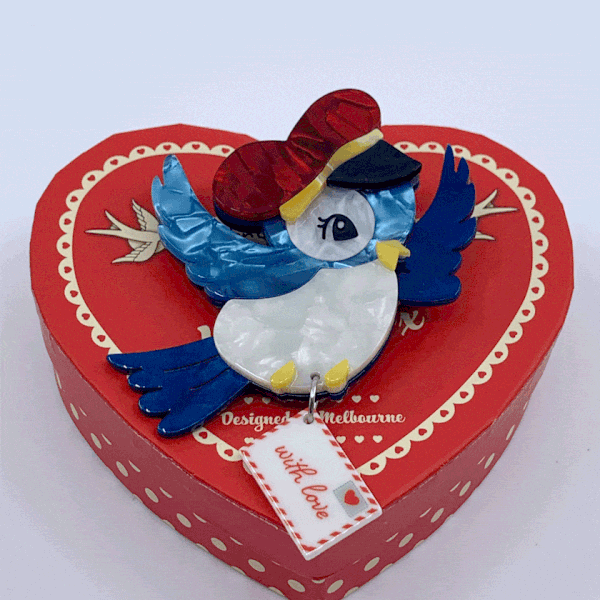 Erstwilder "Special Delivery" Bluebird Brooch Designed in Melbourne, Australia - Belle Fleur Boutique