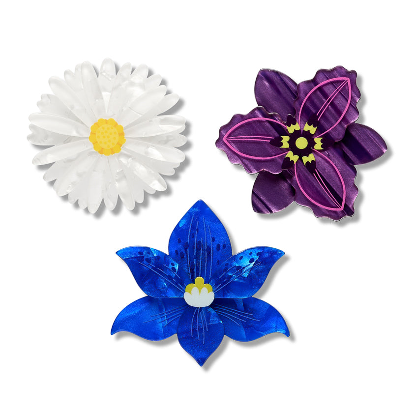 Erstwilder x Royal Botanic Gardens Victoria Assorted Flowers Hair Clips - Set of 3 ~2026 Collection~
