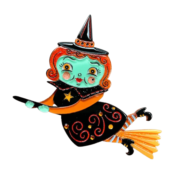 Johanna Parker x Lipstick & Chrome Broomhilda Witch Halloween Brooch
