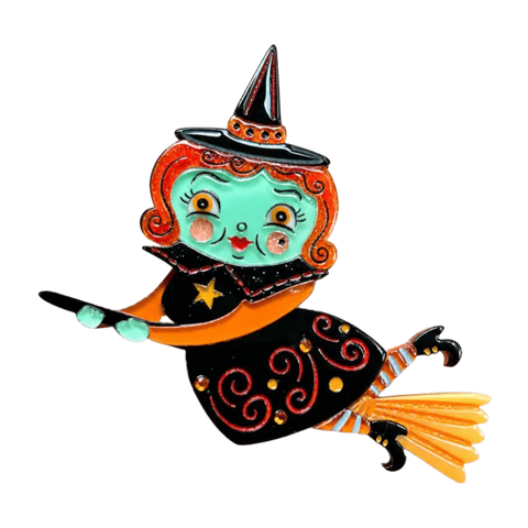 Johanna Parker x Lipstick & Chrome Broomhilda Witch Halloween Brooch