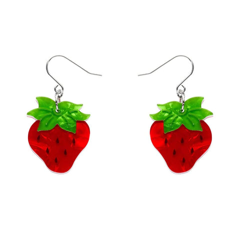 Erstwilder "Darling Strawberry" Drop Pierced Earrings with Gift Box