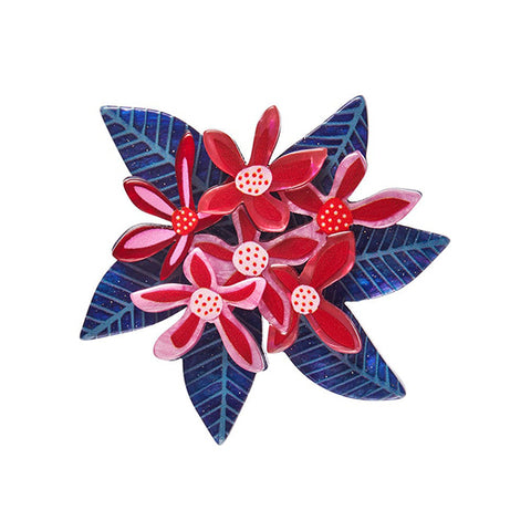 Erstwilder "Dawn of December" Christmas Bush Flower Brooch with Gift Box