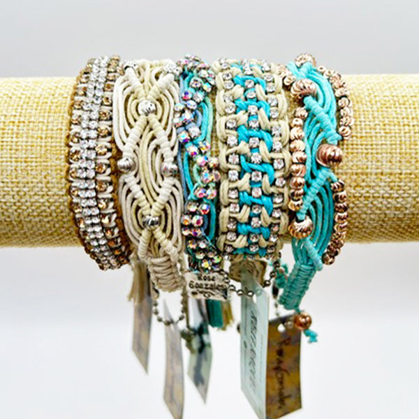 Rose Gonzales Desert Muse Turquoise & Sand Collection Set of 5 Woven Bracelets