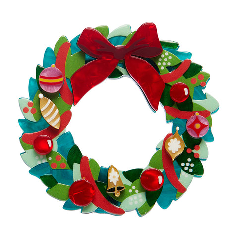 Erstwilder Evergreen Wreath Holiday Brooch ~Merry Kitschmas Collection~