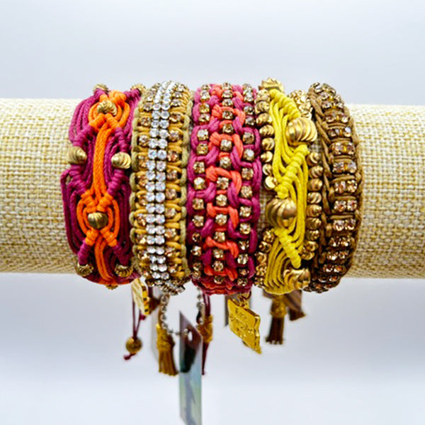Rose Gonzales Fall Festival Burgundy & Gold Collection Set of 5 Woven Bracelets