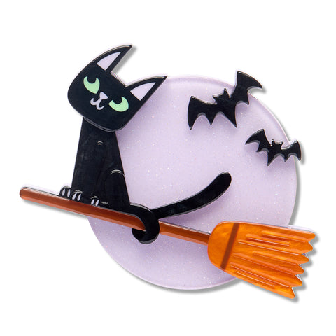 Erstwilder Familiar Flight Black Cat Brooch ~2026 Midnight Mischief Collection~