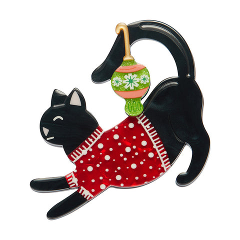 Erstwilder Feline Festive Kitty Cat Brooch ~Merry Kitschmas Collection~