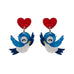 Erstwilder "Fowl Be Yours" Bluebird & Heart Drop Pierced Earrings with Gift Box