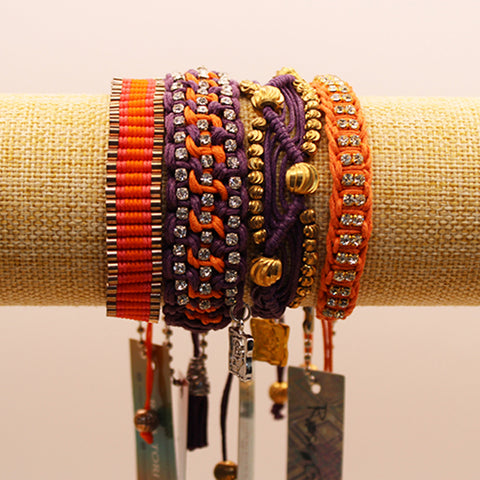 Rose Gonzales Halloween Party Orange Purple Collection Set of 4 Woven Bracelets