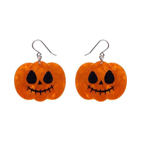 Erstwilder Jack O Lantern Pumpkin Halloween Drop Pierced Earrings Designed in Australia