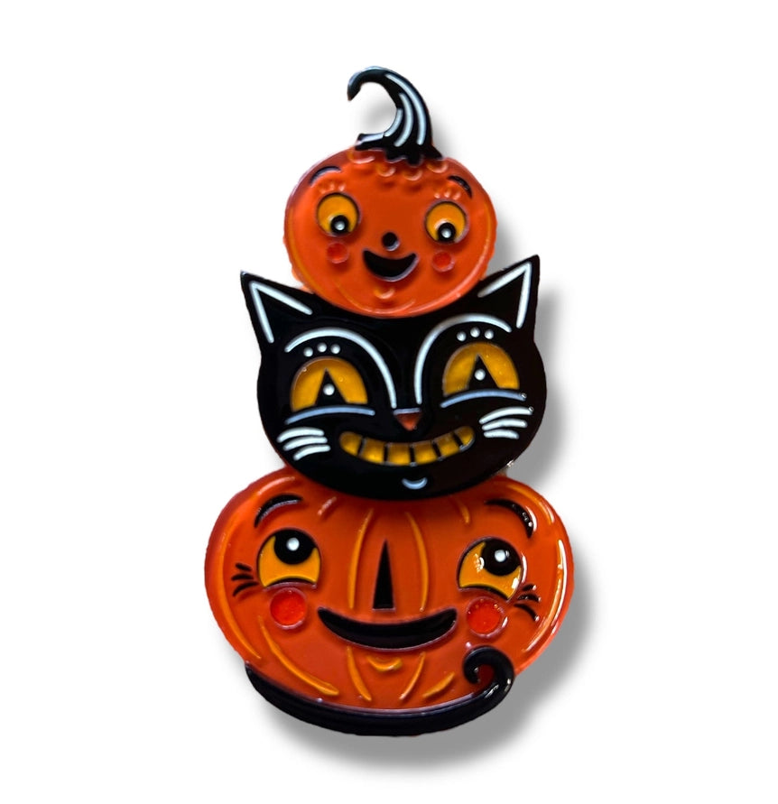 Johanna Parker x Lipstick & Chrome Jolly Jack Pumpkin Stack Halloween Brooch