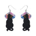 Erstwilder "Le Chat Miaule" Black Cat Drop Pierced Earrings with Gift Box
