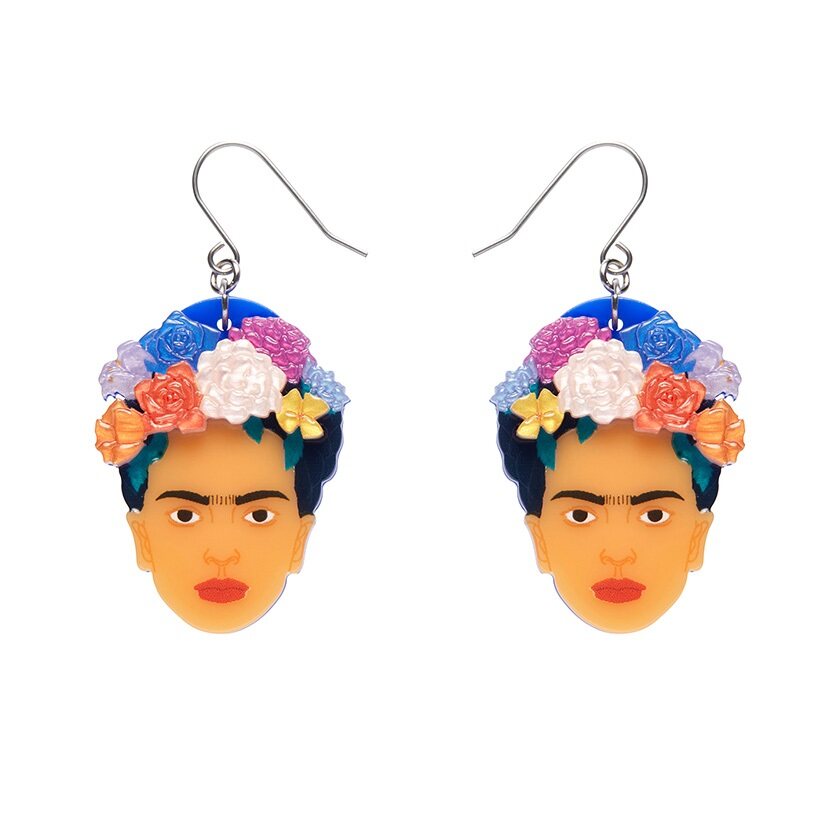 Erstwilder "My Own Muse Frida" Frida Kahlo Drop Pierced Earrings with Gift Box