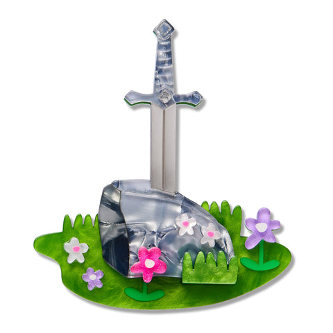 Erstwilder x Pete Cromer Once and Future Sword in the Stone Brooch ~ Fairy Tales Part 2 Collection ~