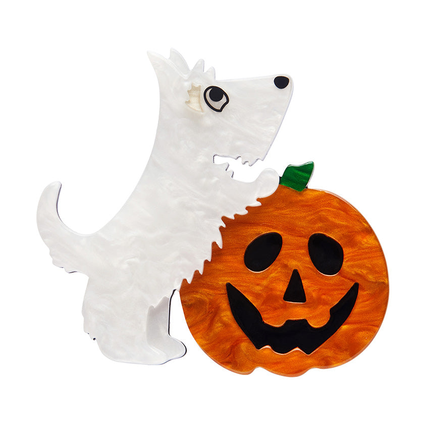 Erstwilder Patch the Pumpkin Pup Halloween Brooch Designed in Australia