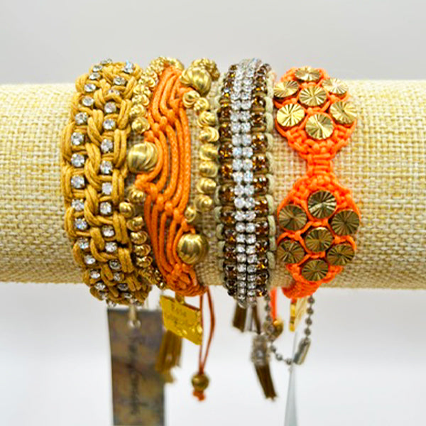 Rose Gonzales Pumpkin Spice Orange & Brown Collection Set of 4 Woven Bracelets