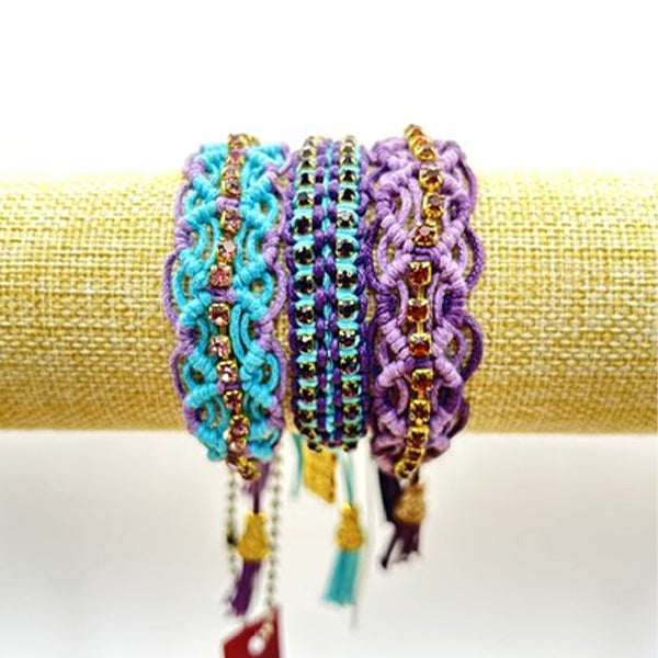 Rose Gonzales Purple Paradise Blue & Violet Collection Set of 3 Woven Bracelets