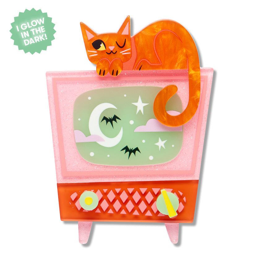 Erstwilder Retro Static TV & Cat Brooch ~2026 Midnight Mischief Collection~