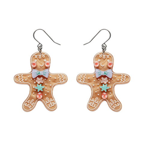 Erstwilder Santa's Snack Gingerbread Cookie Drop Pierced Earrings ~Merry Kitschmas Collection~