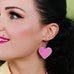 Erstwilder Solid Heart Glitter Resin Drop Earrings in Pink