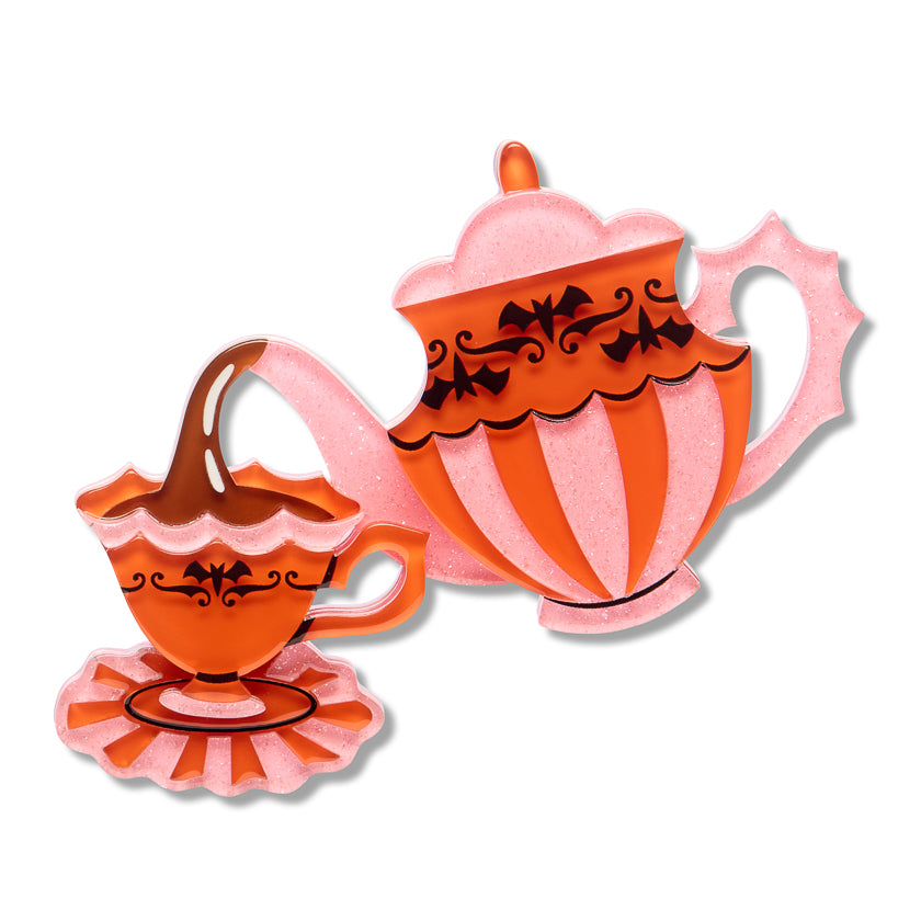 Erstwilder Spills and Spells Teapot & Teacup Brooch ~2026 Midnight Mischief Collection~
