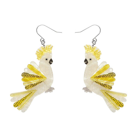 Erstwilder "Sunny of the Sulphur Crest" Cockatoo Pierced Earrings with Gift Box
