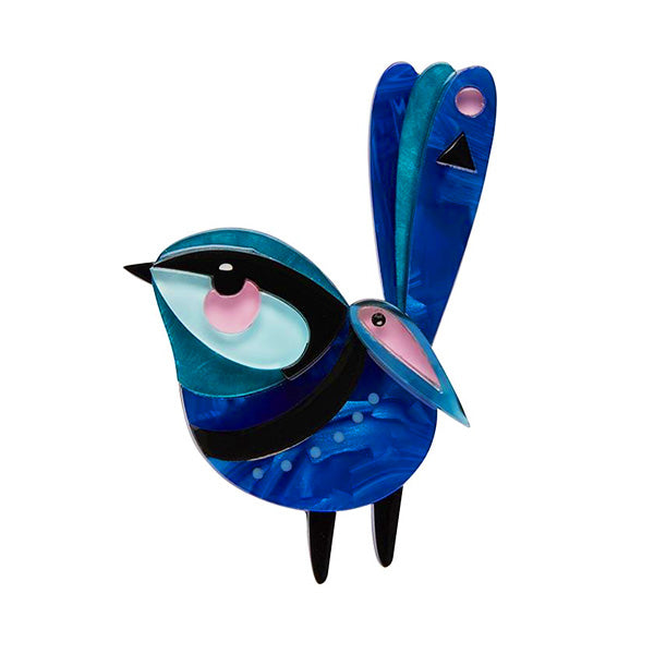 Erstwilder "The Splendid Fairy Wren" Bird Brooch Designed in Melbourne, Australia