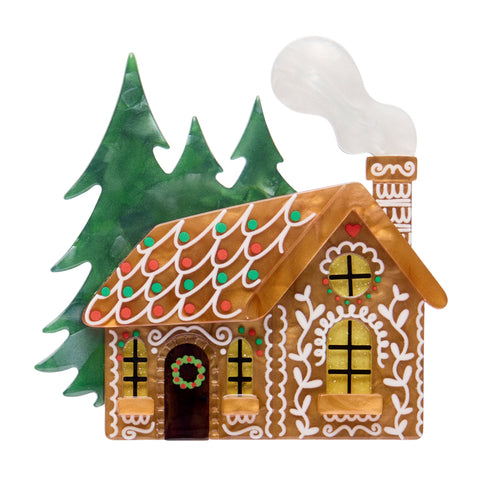 Erstwilder The Sweetest Cabin Gingerbread House Brooch ~Merry Menagerie Collection~