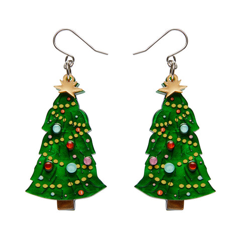 Erstwilder Topped with Tinsel Christmas Tree Drop Pierced Earrings ~Merry Kitschmas Collection~