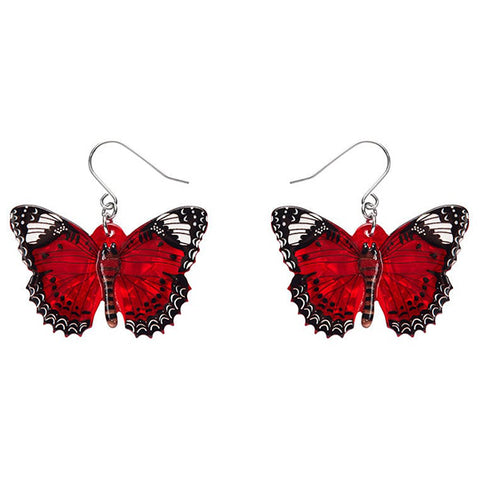 Erstwilder "Wings Laced in Red" Butterfly Pierced Earrings with Gift Box