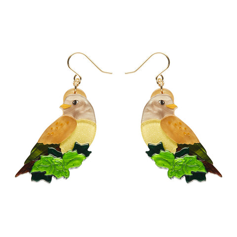 Erstwilder x Fleur Harris Wondrous Warbler Bird Drop Pierced Earrings ~Designed in Melbourne~