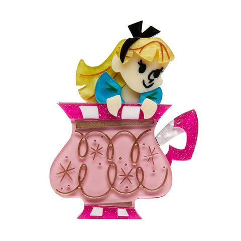 Erstwilder "Always Tea Time" Alice in Wonderland Brooch with Gift Box