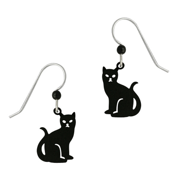 Sienna Sky Black Kitty Cat Pierced Earrings ~Made in Colorado~ - Belle Fleur Boutique