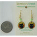 Lemon Tree Black Kitty Cat Halloween Print Brass Disc Pierced Earrings - Belle Fleur Boutique