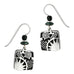 Adajio Black Square with Silver Sunrise Overlay Pierced Earrings - Belle Fleur Boutique