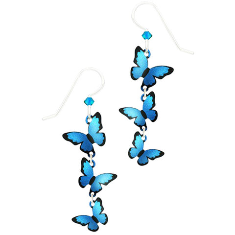 Sienna Sky Blue Morpho Butterflies Pierced Earrings - Belle Fleur Boutique