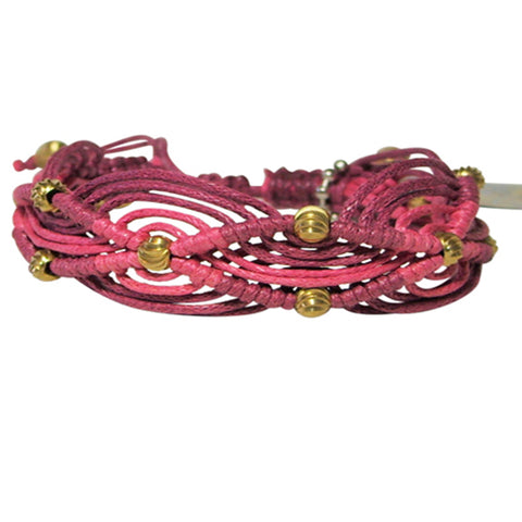 Rose Gonzales "Gigi" Boheme Collection Woven Bracelet in Burgundy & Watermelon - Belle Fleur Boutique