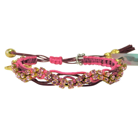 Rose Gonzales "Selena" Boheme Collection Woven Bracelet in Burgundy, Watermelon & Pink - Belle Fleur Boutique