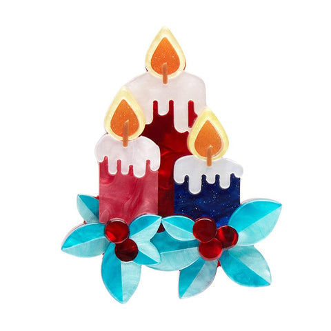 Erstwilder "Bright Spirits" Christmas Candles Brooch with Gift Box