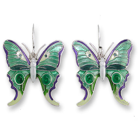 Zarah Zarlite Butterfly Green Enamel with Green Onyx Pierced Earrings - Belle Fleur Boutique