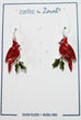 Zarah Zarlite Cardinal & Holly Pierced Earrings - Belle Fleur Boutique