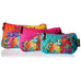 Laurel Burch Cat Feline Clan Set of 3 Multi-Color Cotton Cosmetic Bag Pouches - Belle Fleur Boutique