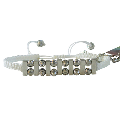 Rose Gonzales "Nadia" Classic Collection Woven Bracelet in Silver & White - Belle Fleur Boutique