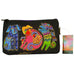 Laurel Burch Dogs & Doggies Canvas Cosmetic Bag Pouch Black & Multi-Colors - Belle Fleur Boutique