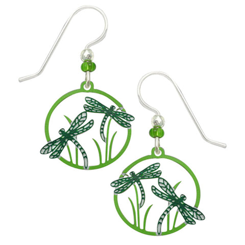 Sienna Sky Green Dragonflies Among the Reeds Pierced Earrings - Belle Fleur Boutique
