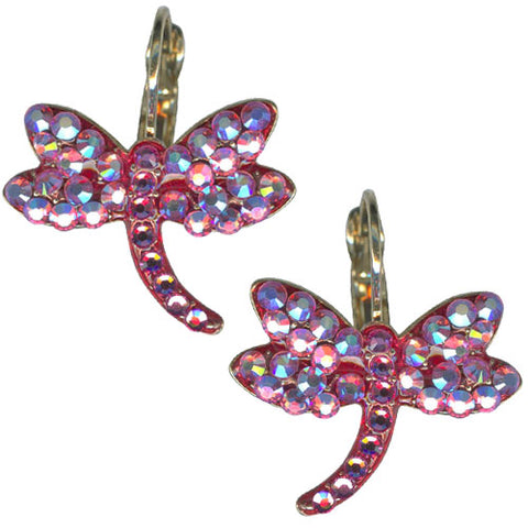 Kirks Folly Dragonfly Dazzler Leverback Earrings (Rosy Pink) - Belle Fleur Boutique