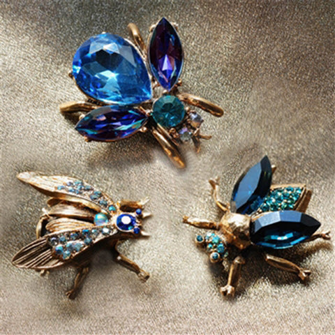 Sweet Romance Exotic Bees Scatter Pins Set of 3 ~Blue & Purple Crystals~ - Belle Fleur Boutique