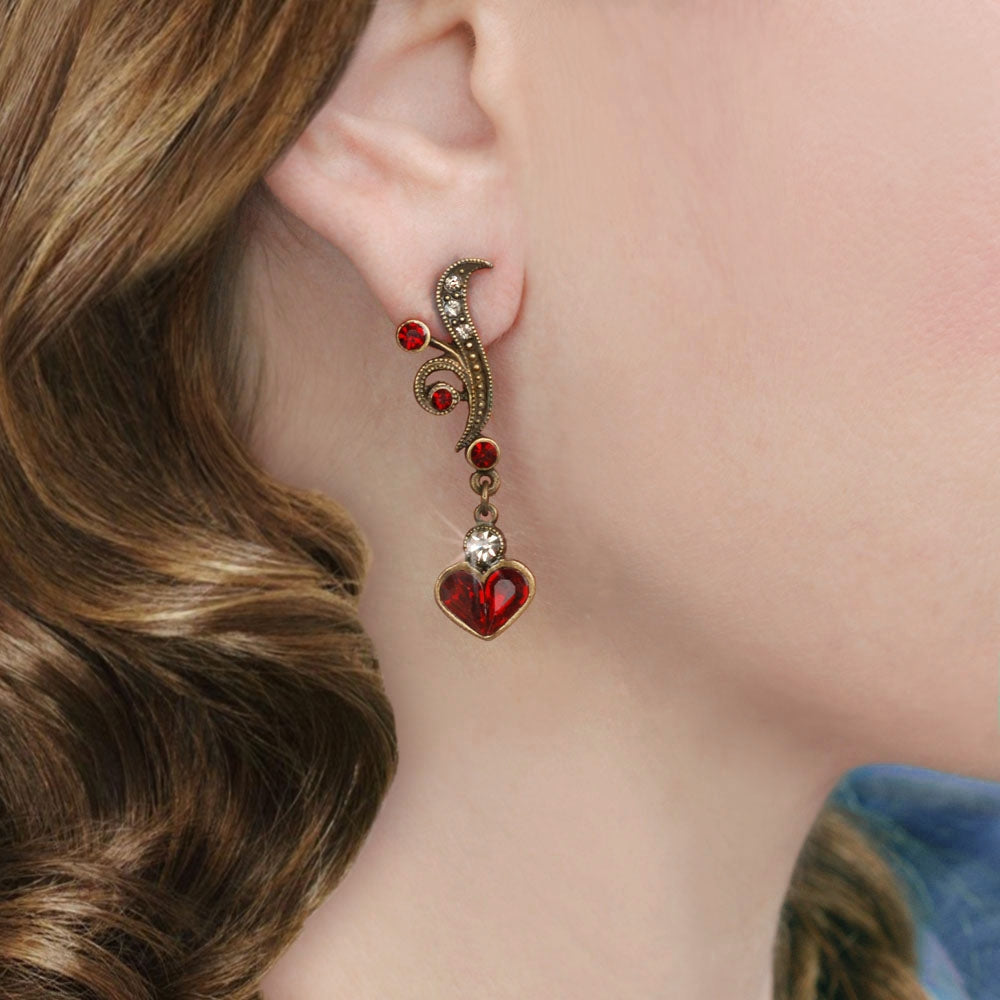 LUX Gold Finish Red Swarovski Rhinestone Wedding Necklace Earrings Set –  Crystalmood.com