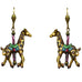 Sweet Romance Giraffe Carousel Merry Go Round Animal Pierced Earrings - Belle Fleur Boutique